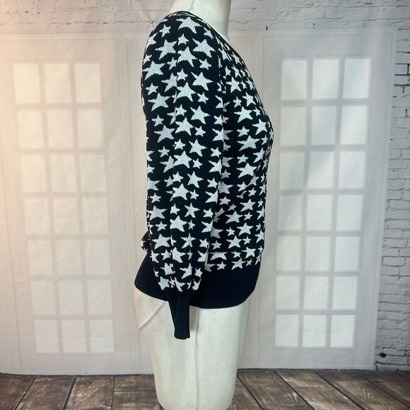 Parker Black and Silver Star Crewneck Long Sleeve Sweater Size Medium - Picture 10 of 13